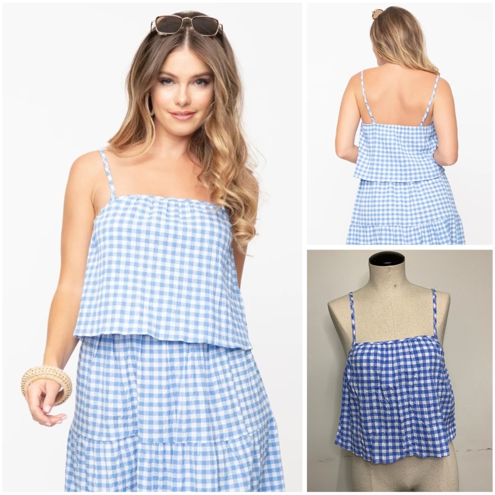 Small Blue Gingham Tank Top